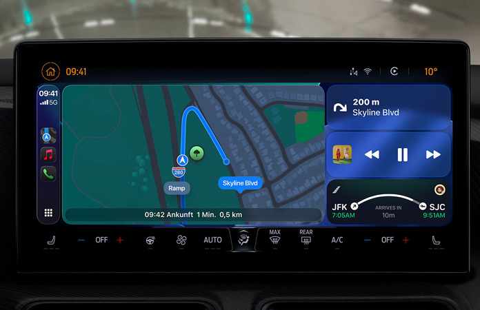 CarPlay in einem Fahrzeug, das neue Design wird hervorgehoben
