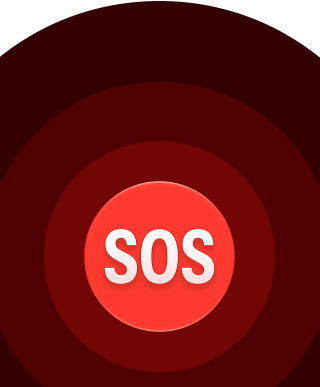 Εικονίδιο Επείγον SOS, ένθετοι κόκκινοι κύκλοι με ένα λευκό SOS στη μέση