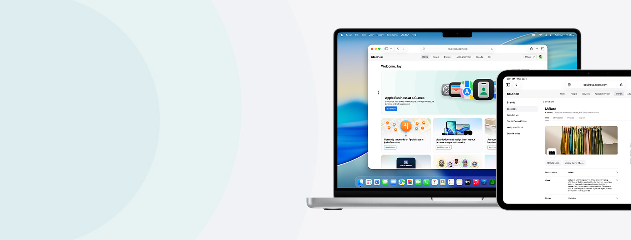 อุปกรณ์ Apple แสดงบริการ Apple Business