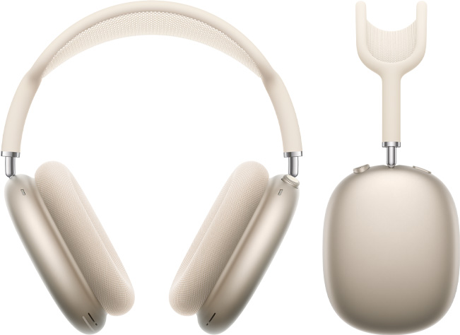 Το AirPods Max 2 Starlight γυρίστηκε από μπροστά και από το πλάι