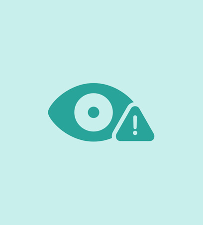 Graphique d’alerte sur la santé visuelle, œil ouvert avec point d’exclamation en guise de symbole d’avertissement