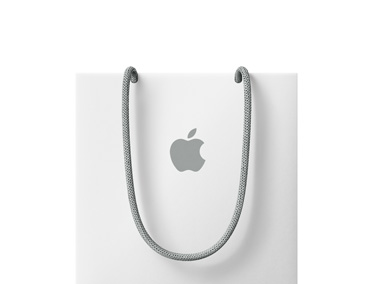Sac Apple blanc, poignée grise, logo Apple gris centré
