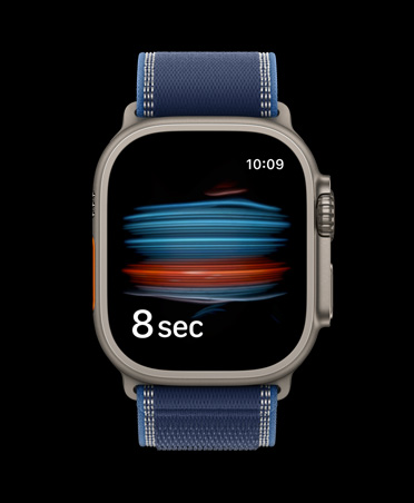 Apple Watch Ultra 3, kast van titanium, kleur naturel, zuurstofsaturatietest in de Gezondheid-app