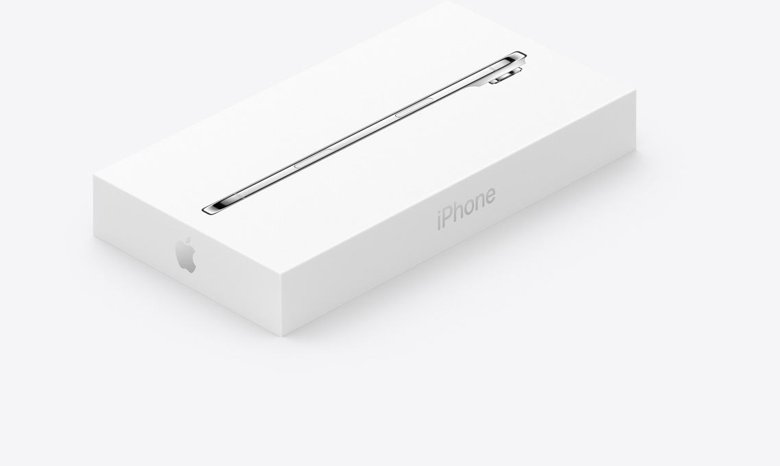 علبة تغليف iPhone&nbsp;Air، لون أبيض، الجهة الخارجية الجانبية لجهاز iPhone&nbsp;Air مطبوعة على الغطاء، وكلمة iPhone مطبوعة على الجانب