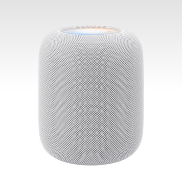 HomePod 2nd gen, white colour, with illuminated top display