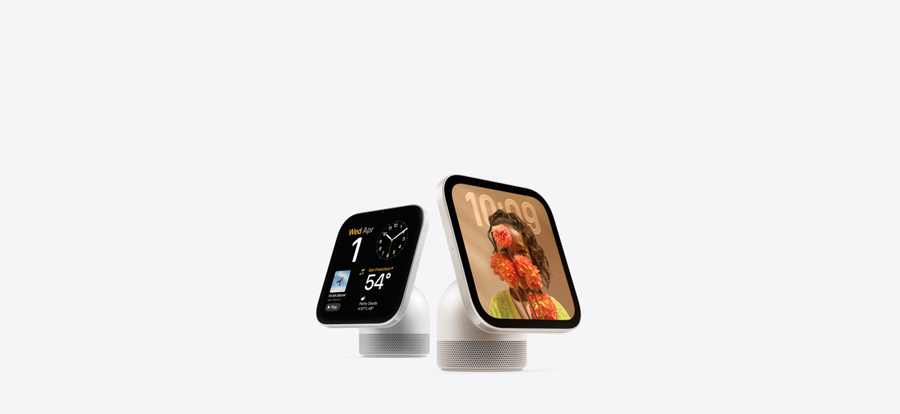 Multiple Apple HomeView devices, shown in an assortment of colors, highlighting a variety of colorful screens