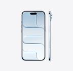 天藍色 iPhone Air 機身正面，展示上方中間的動態島、機身側面、超纖薄外型、側邊按鈕、相機控制按鈕