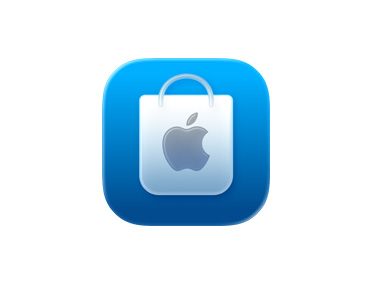 Apple Store App，展示藍色購物袋圖像