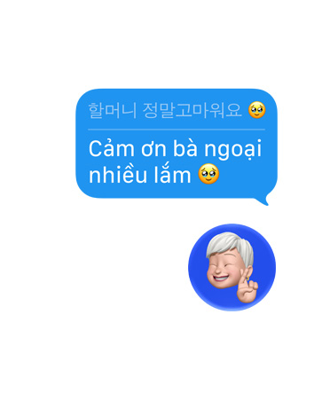 Ứng dụng Tin Nhắn hiển thị tính năng Dịch Trực Tiếp